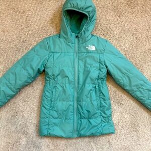The North Face girls winter coat, reversible.